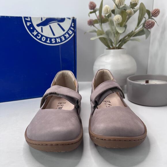 Birkenstock Lora Nubuck Leather Mary Jane Flat Shoes Taupe Women 6/EU37 Narrow - Picture 2 of 10